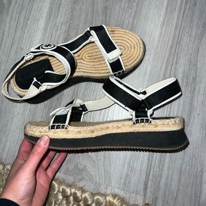 Black and White Espadrille Sandals